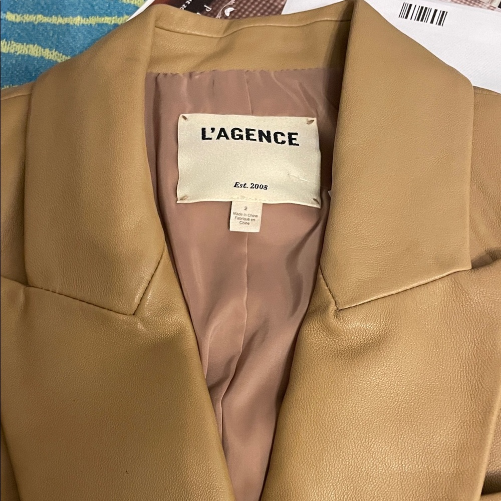 L'AGENCE Kenzie Double-Breasted Leather Jacket - NWT